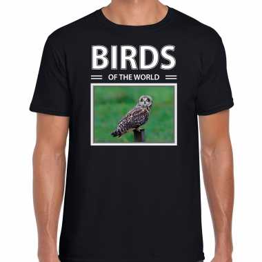 Velduil foto t shirt zwart heren birds of the world cadeau shirt velduilen liefhebber