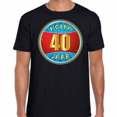 Verjaardagscadeau shirt hoera 40 jaar zwart heren