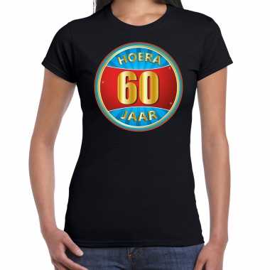 Verjaardagscadeau shirt hoera 60 jaar zwart dames