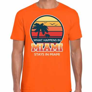 What happens miami stays miami shirt beach party / vakantie outfit / kleding oranje heren