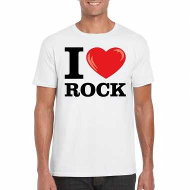Wit i love rock t shirt heren
