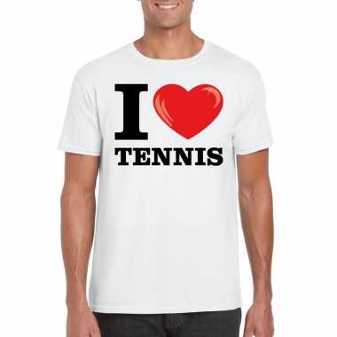 Wit i love tennis t shirt heren