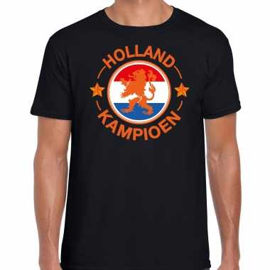 Zwart fan shirt / kleding holland kampioen leeuw ek/ wk heren