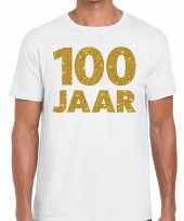 100e verjaardag cadeau t-shirt wit goud heren