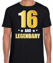 16 and legendary verjaardag cadeau shirt kleding 16 jaar zwart goud heren