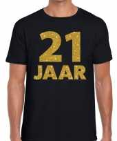 21e verjaardag cadeau t-shirt zwart goud heren