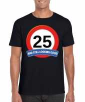25 jaar verkeersbord t-shirt zwart volwassenen
