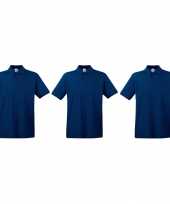 3 pack maat 2xl premium polo t-shirts poloshirts donkerblauw navy katoen heren