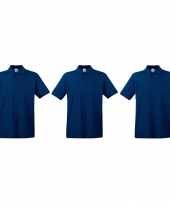 3 pack maat m premium polo t-shirts poloshirts donkerblauw navy katoen heren