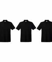 3 pack maat m premium polo t-shirts poloshirts zwart katoen heren