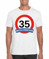 35 jaar verkeersbord t-shirt wit volwassenen