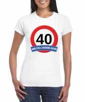 40 jaar verkeersbord t-shirt wit dames