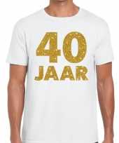 40e verjaardag cadeau t-shirt wit goud heren