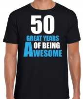 50 great awesome years t-shirt 50 jaar verjaardag shirt zwart heren