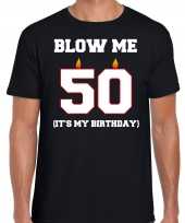 50 jaar blow me its my birthday abraham shirt 50ste verjaardag kado zwart heren