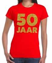 50 jaar verjaardag fun t-shirt rood dames