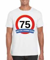 75 jaar verkeersbord t-shirt wit volwassenen