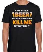 A day without beer fun shirt zwart heren drank thema