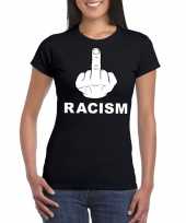 Anti racisme t-shirt zwart fuck racism dames