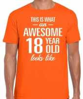 Awesome 18 year verjaardag cadeau t-shirt oranje heren