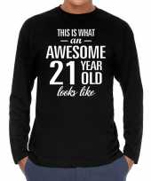 Awesome 21 year verjaardag cadeau t-shirt zwart heren 10195944