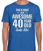 Awesome 40 year verjaardag cadeau t-shirt blauw heren
