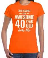 Awesome 40 year verjaardag cadeau t-shirt oranje dames