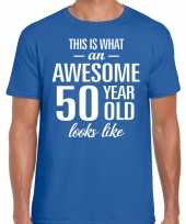 Awesome 50 year verjaardag cadeau t-shirt blauw heren