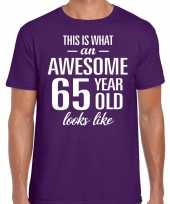 Awesome 65 year verjaardag cadeau t-shirt paars heren