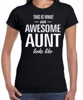 Awesome aunt cadeau t-shirt zwart dames