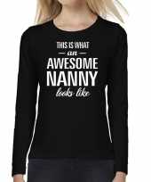 Awesome nanny oppass cadeau shirt zwart dames