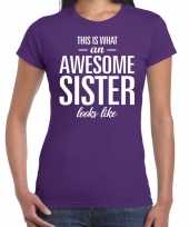 Awesome sister fun t-shirt paars dames