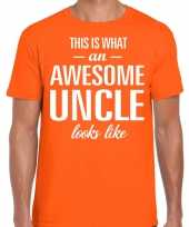 Awesome uncle oom cadeau t-shirt oranje heren