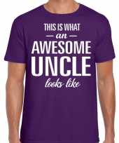Awesome uncle oom cadeau t-shirt paars heren