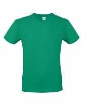 Basic heren shirt ronde hals groen katoen