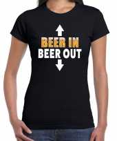Beer beer out fun shirt zwart dames drank thema