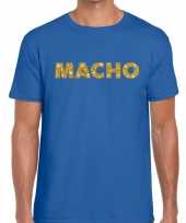 Blauw macho goud fun t-shirt heren
