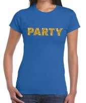 Blauw party goud fun t-shirt dames