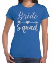Bride squad zilveren letters fun t-shirt blauw dames