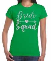Bride squad zilveren letters fun t-shirt groen dames