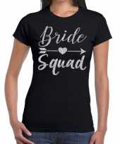 Bride squad zilveren letters fun t-shirt zwart dames