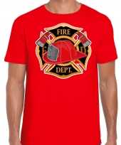 Carnaval brandweerman shirt kostuum rood heren