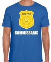 Carnaval shirt outfit politie embleem commissaris blauw heren