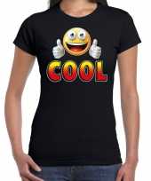 Cool emoticon fun shirt dames zwart