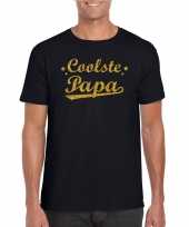Coolste papa fun t-shirt glitter goud zwart heren