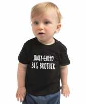 Correctie only child big brother kado shirt baby kinderen zwart