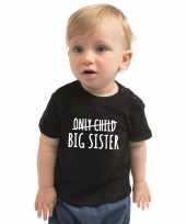 Correctie only child big sister kado shirt baby kinderen zwart