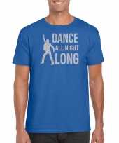 Dance all night long 70s 80s t-shirt blauw heren