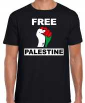 Demonstratie palestina t-shirt free palestine zwart heren