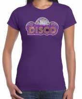 Disco feest-shirt paars dames